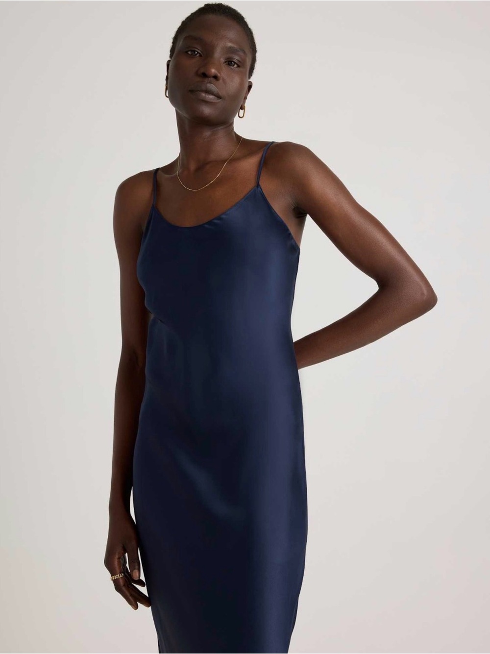 Current Air Navy Satin Slip Chemise